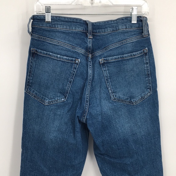 Old Navy High Rise OG Straight Distressed Raw Hem Jeans Smooth Pockets 6 - Picture 4 of 11